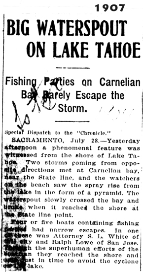 Nugget #142 D Tahoe Waterspout 1907 Nugget #142 D Tahoe Waterspout 1907